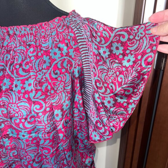 Karma Highway Boho Off-Shoulder Top flutter Sleeve Tunic - Picture 4 of 8